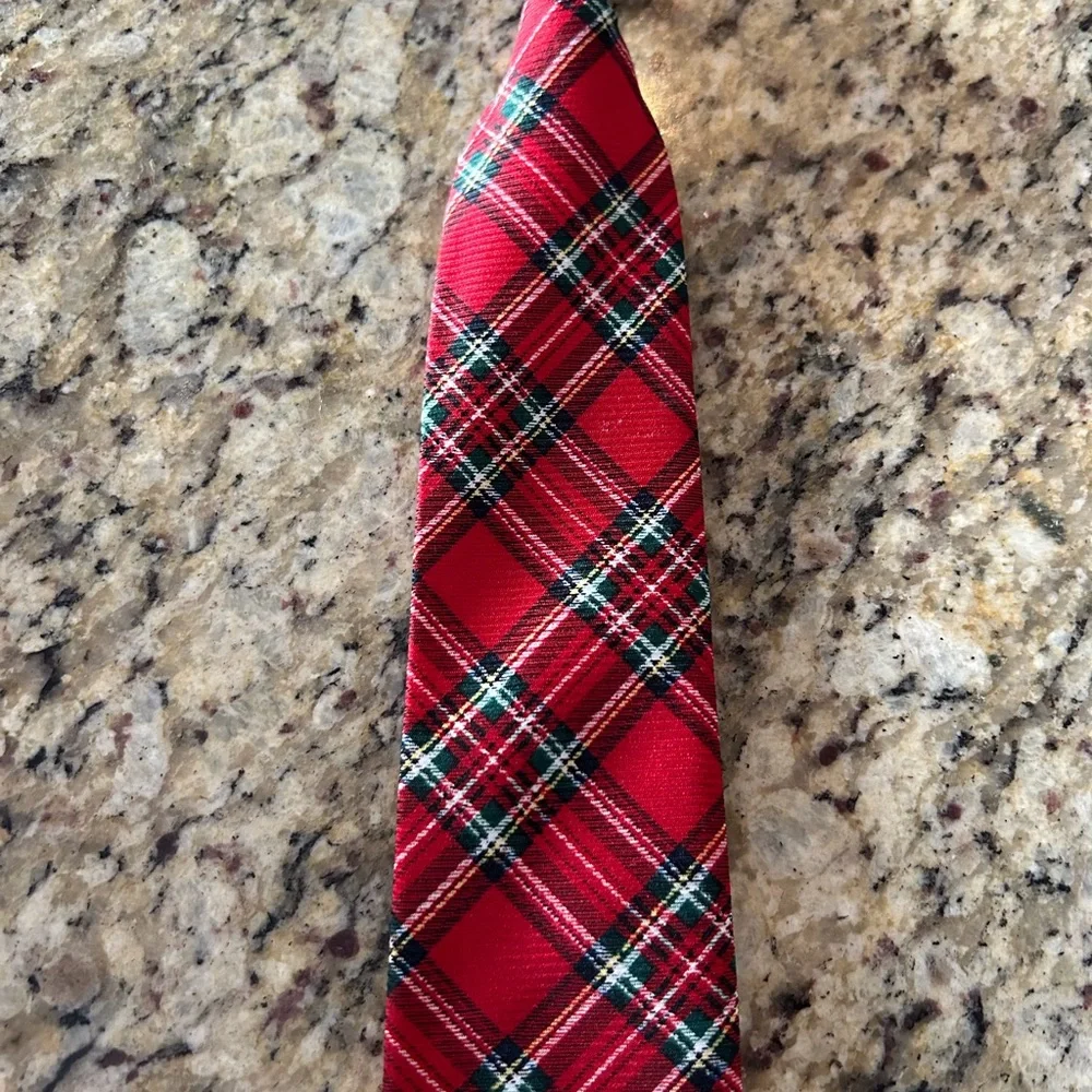Boys Red Plaid Tie